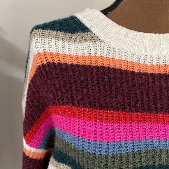 American Eagle plush knit ribbed striped cropped sweater size XS - Picture 6 of 11